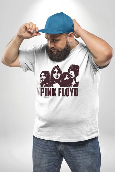 Angemiel تي شيرت أبيض للجنسين مقاس كبير من Pink Floyd - مطبوع مسبقًا