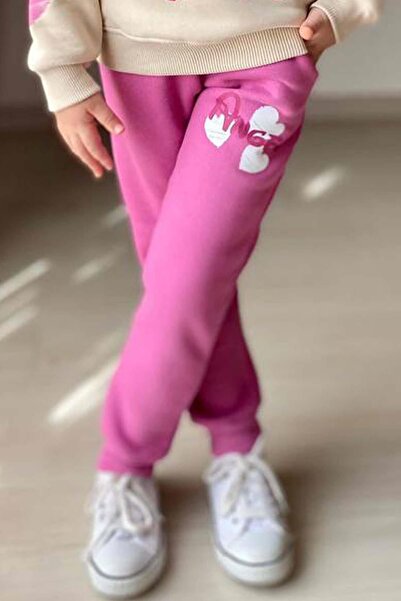 Riccotarz Girl's Pink Tracksuit Set with Stitch Character and Angel Text Printed