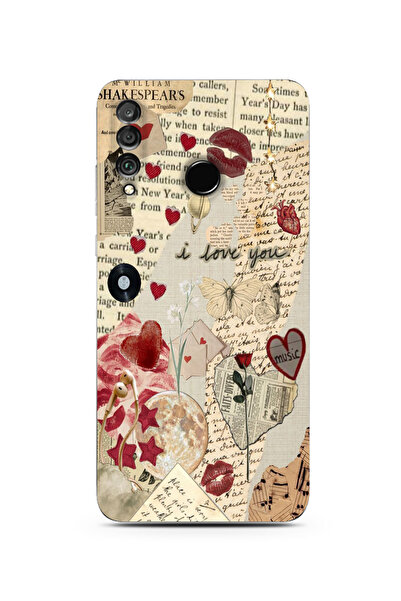 moonset Huawei P30 Lite Uyumlu Music Kolaj Tasarımlı Baskılı Şeffaf Telefon K...