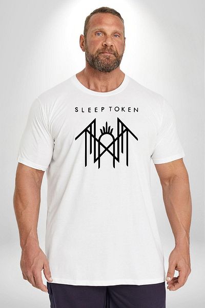 Angemiel تي شيرت Sleep Token - أبيض، مقاس كبير، للرجال والنساء للجنسين مطبوع من الأمام