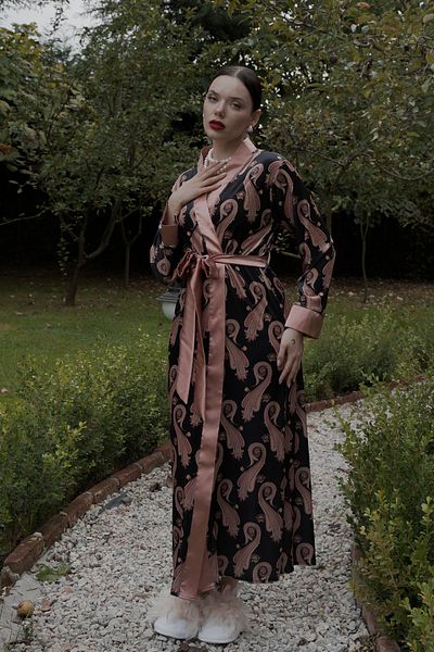 Mita Concept Velvet Patterned Kimono