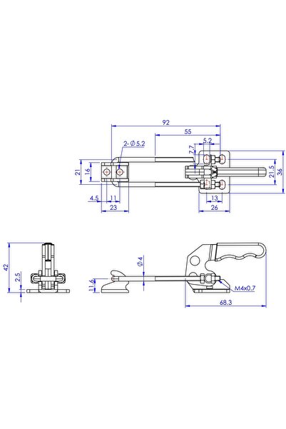 MAMMUD GoodHand GH-40820 Yatay/Dikey Mandallı Geçişli Kelepçe | 200 kg Kapasiteli Çok Yönlü Kelepçe - Monta