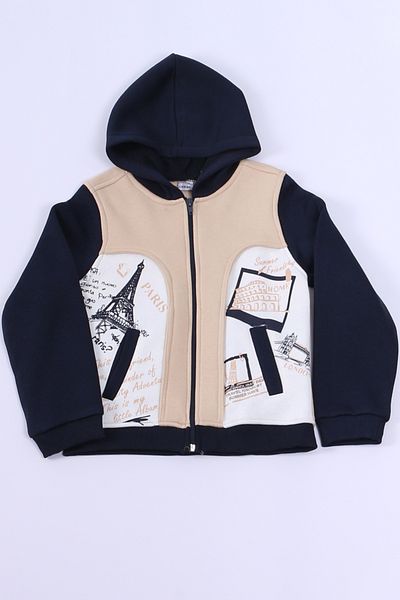 HÇM Boys' College Jacket - 3 Thread, Zipper, Pocket, Patterned E6