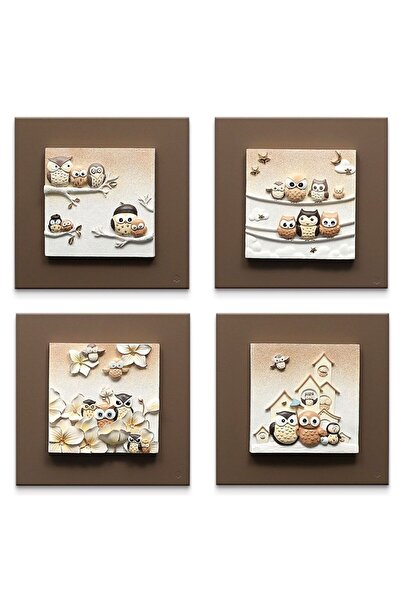 Virago Home Décor 3 Boyutlu Reçine Tablo-Baykuş Motifli