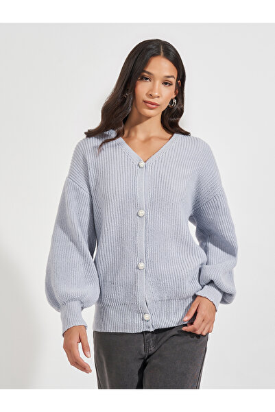 Styli Oversized Longline Buttoned Cardigan