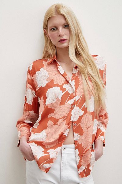 Never more V-Neck Satin Shirt Tile