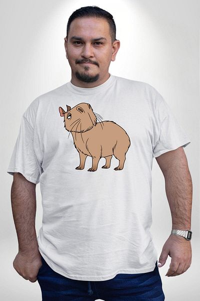 Angemiel Chispi White مقاس كبير - تي شيرت مطبوع من الأمام للجنسين