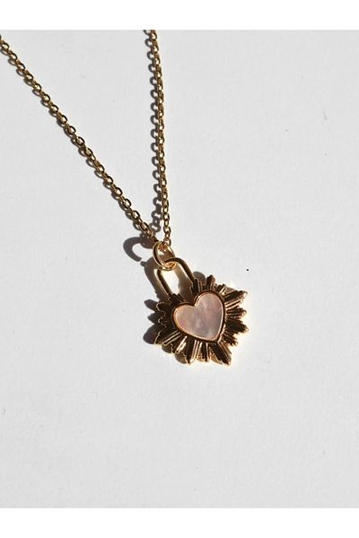 Reorah Collection Heart Patterned Steel Necklace - Lock