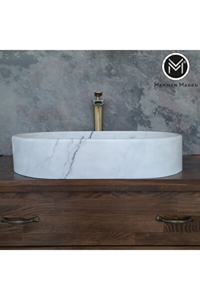 MermerMaden Leylak Mermer Lavabo Oval Gizli Giderli İnce Şık Kenarlı