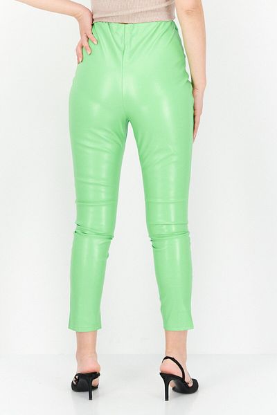 I Saw It First Women Solid Faux Leather Pants, Lime Green