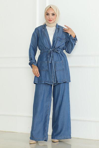 Modamihram Світло-блакитний джинсовий костюм 19209