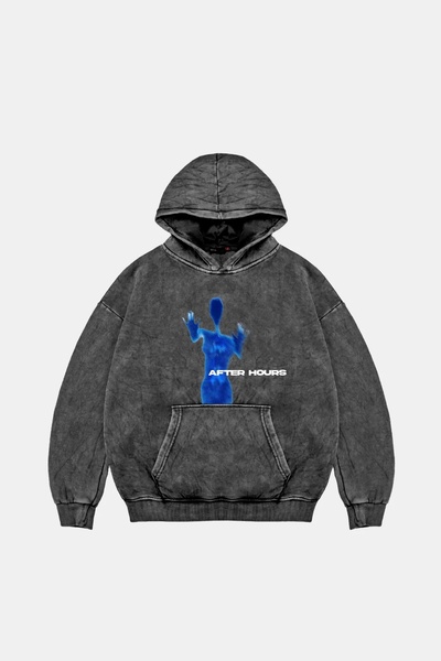 Bak Moda هودي أسود فاخر مطبوع للجنسين من After Hours