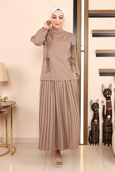 Modamihram Skirt Pleated Suit Mink 19134