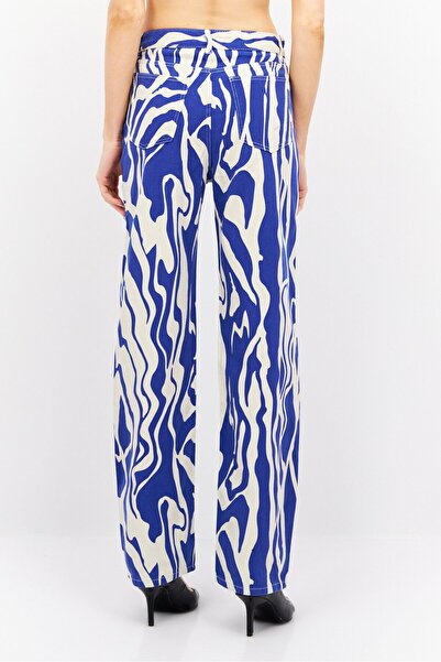 Monki Women Regular Fit Swirl Print Non Stretch Jeans, Off White