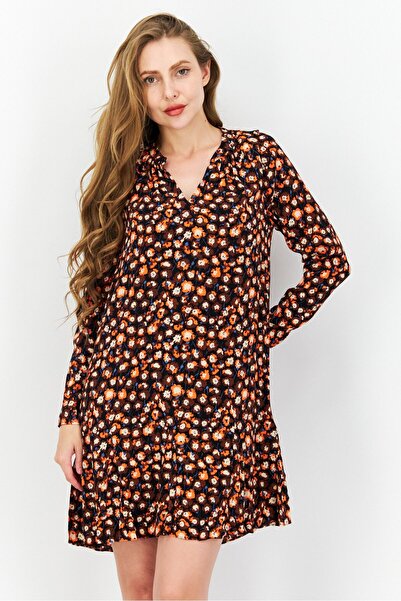 Whistles Women Allover Print Mini Dress, Brown