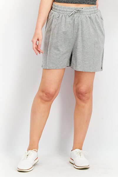 Asos Design Women Drawstring Heather Shorts, Grey