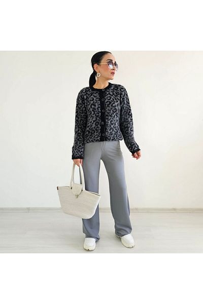 Altı Üstü Butik Button Detail Leopard Jacket