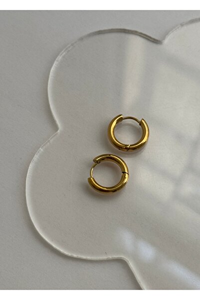 KİLİGİSTANBUL 1,40 Cm Gold Renk Çelik Halka Küpe