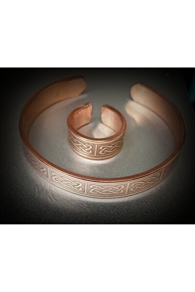 DA Cooper Design Copper Bracelet Celtic Heart Symbol Copper Bracelet - Ring Set 45 Gr