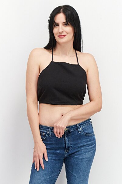 Asos Design بلوزة قصيرة بدون أكمام بفتحة رقبة على شكل حرف V للنساء، باللون ال...
