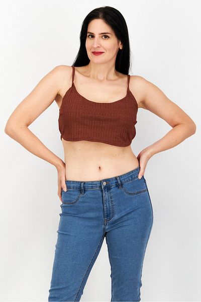 Asos 4505 Women Square Neck Sleeveless Textured Tops, Brown