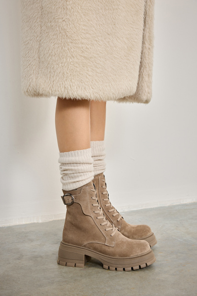 Ziya , Kadın Hakiki Deri Bot 143359Z6162 Vizon