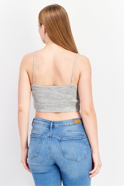 Asos Design Women Tall Sweetheart Sleeveless Textured Top, Heather Grey