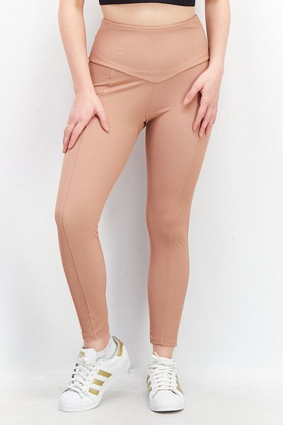 Onzie Women High Waisted Fit Ribbed Pull-On Leggings, Mauve