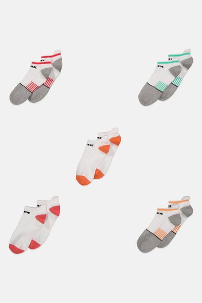 RBX Women 5 Pairs Brand Logo Low Socks, White