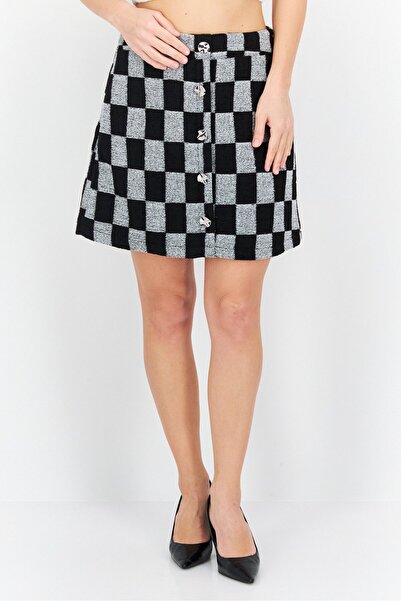 Urban Revivo Women Checkered Mini Skirt, Black