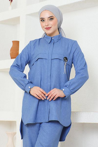Modamihram Blue Chain Suit - 19206