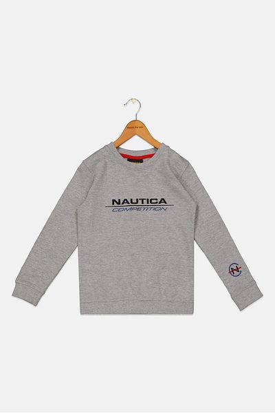 Nautica سويت شيرت رياضي للأولاد مطرز للأنشطة الخارجية، رمادي
