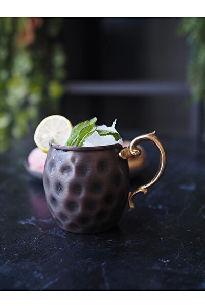 Bakır Concept Copper Mug Cup with Eyebrow Model Oxidized Color