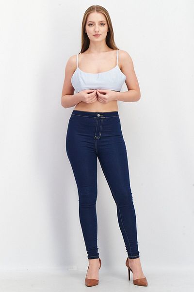 Asos Design Women Scoop Neck Sleeveless Plain Crop Top, Light Blue