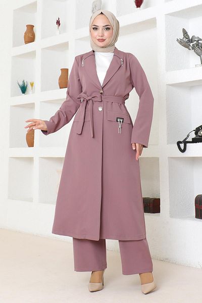 Modamihram Dried Rose Zippered Set - 19201 Model