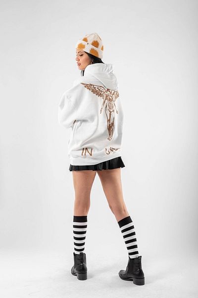 Bak Moda Hanocă albă oversize unisex Nirvana - Imprimată pe spate