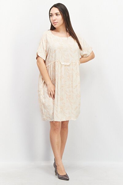 Grade & Gather Women Allover Print Mini Dress, Beige