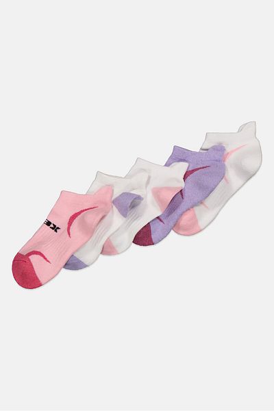 RBX Kids Girl 5 Pairs Brand Logo Socks, White