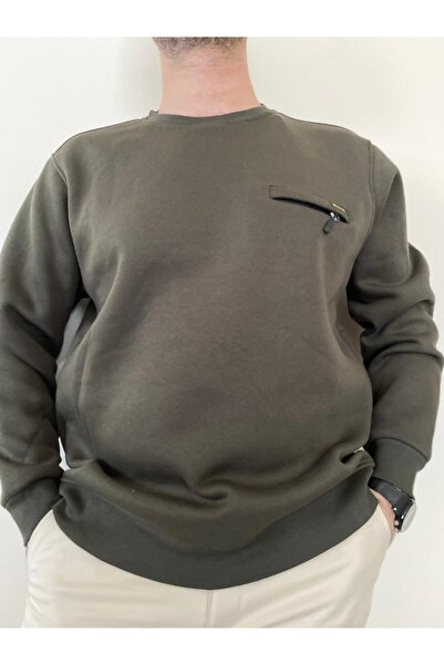 BENESSE Φούτερ με τρεις κλωστές 0 λαιμόκοψη με φερμουάρ τσέπης με φλις εσωτερικά