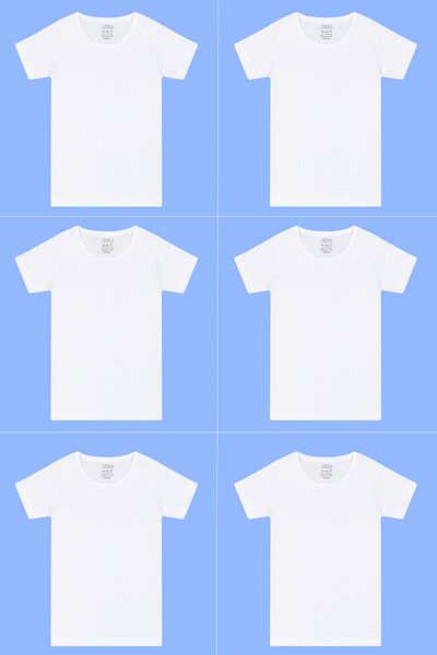 Arma Yıldız 6 Pieces White Boy's Short Sleeve Undershirt T-Shirt Round Neck 100% Cotton Combed Cotton