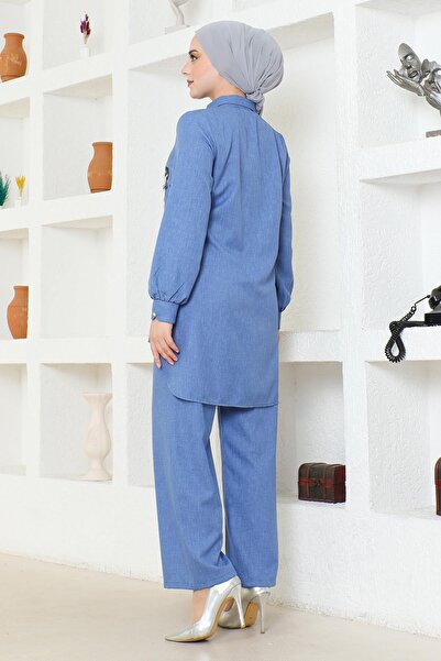 Modamihram Синій костюм з ланцюжком - 19206