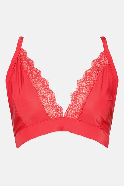Wolf & Whistle Women Textured Non Padded Bikini Top, Red