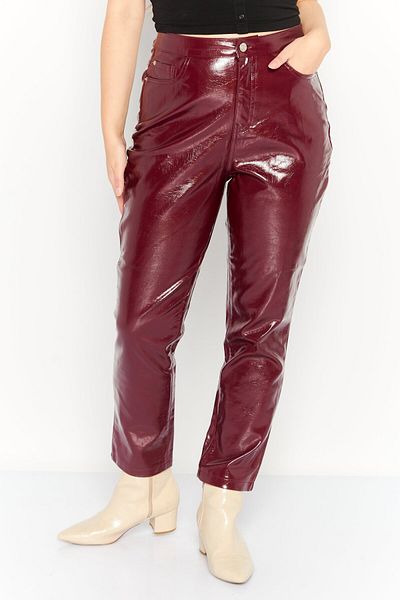 Urban Bliss Women Regular Fit Faux Leather Pants, Maroon