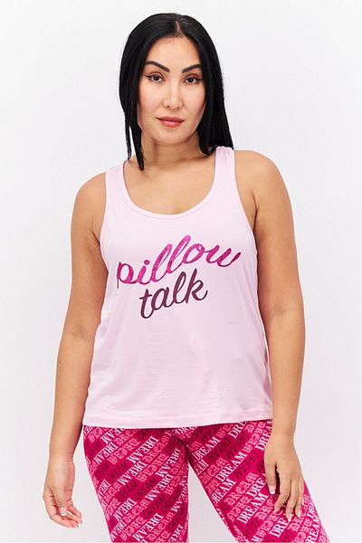 Lux Dreams Women 2 Piece Metallic Top And Bottom Pajama Set, Pink Combo