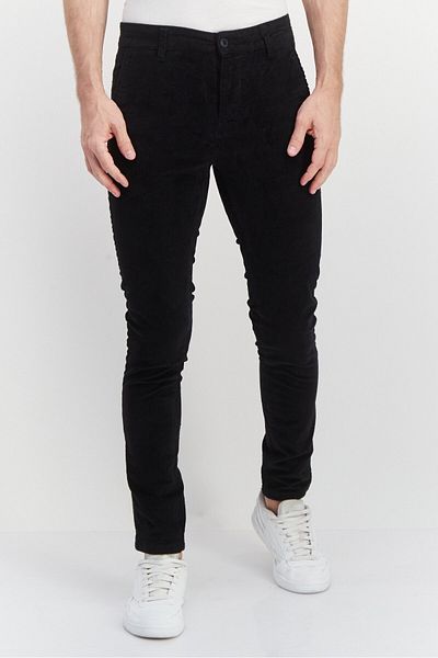 Asos Design Men Skinny Fit Ribbed Stretchable Straight Leg Pants, Black