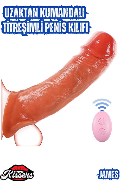 Uzaktan Kumandalı Şarjlı Güçlü Titreşimli Ultra Gerçekçi Damarlı Doku Uzatmalı Penis Kılıfı James