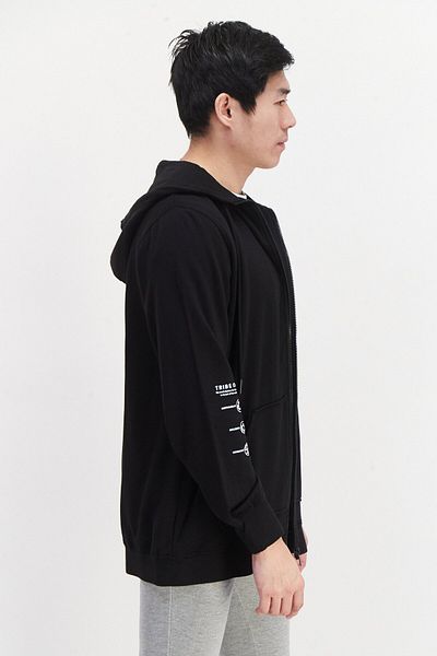 Tribe of 6 Men Sportswear Fit Full Zip Football Sweatshirt, Black
