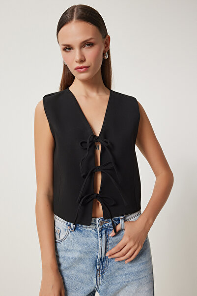 Lovelyİstanbul Bow Tie Woven Vest Black Lgp0008