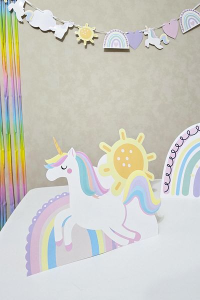 PEKSHOP Σετ πάνελ με θέμα Rainbow Unicorn Rainbow Concept Επιτραπέζια πάνελ γενεθλίων