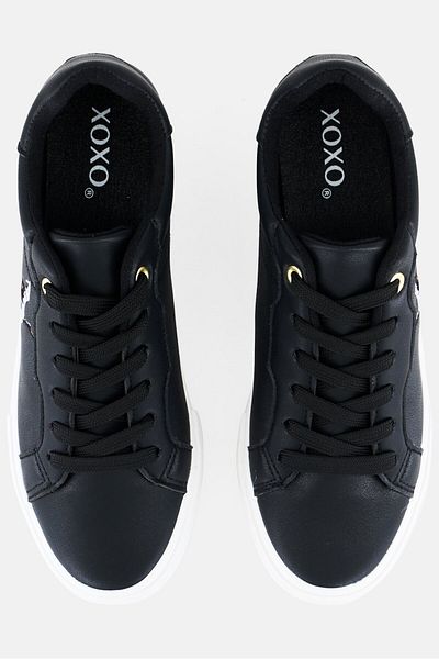 XOXO Women Bird Embroidered Lace Up Shoes, Black